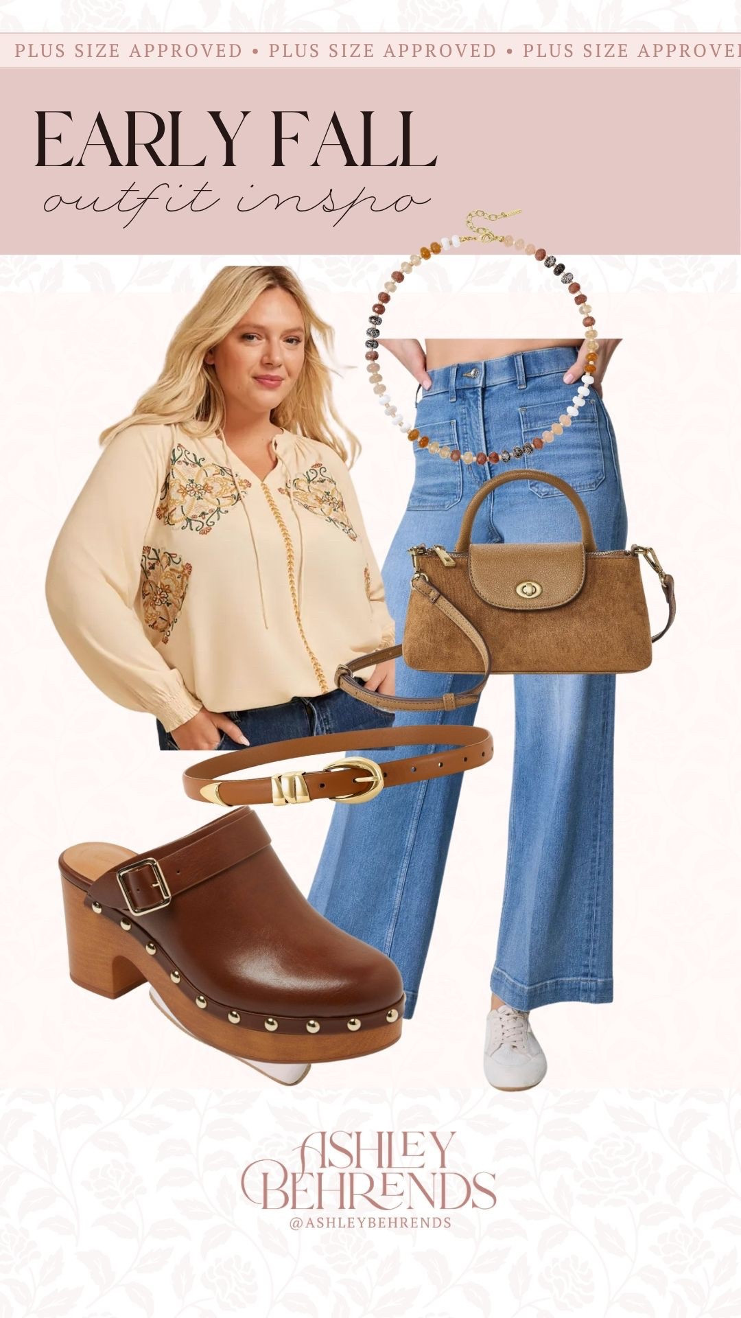 How cute is this plus size approved early fall outfit?! These jeans are absolutely adorable and they are on sale right now! The boho vibes of this are so stunning and the details in the shoes are so good. I love the neutral necklace to add a bit of on trend accessories without adding too much extra. 
Plus size outfit inspiration, early fall outfit inspo

#LTKPlusSize #LTKSeasonal