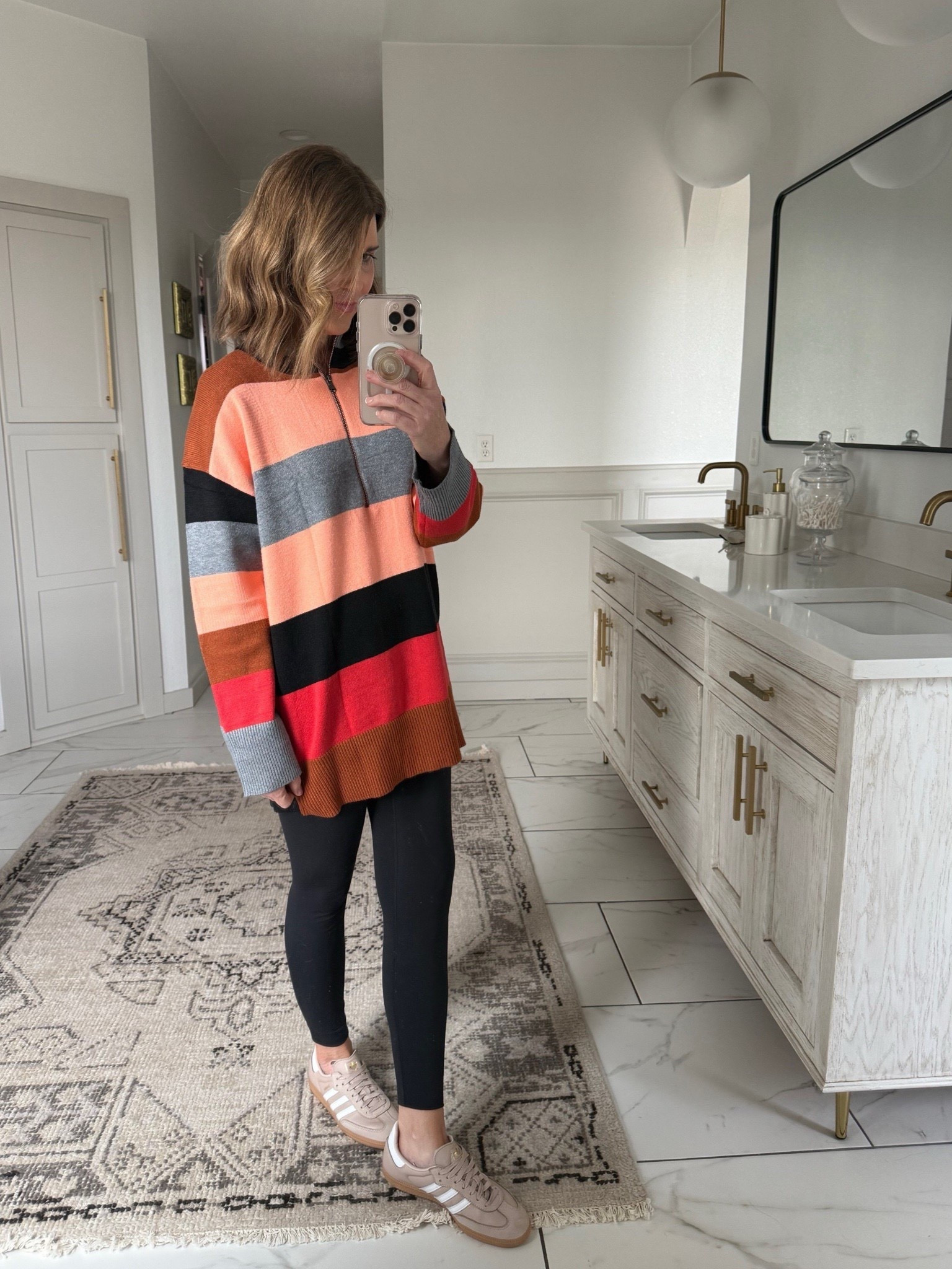 A top seller striped rugby look sweater 
I’m in a large for a more oversized fit 