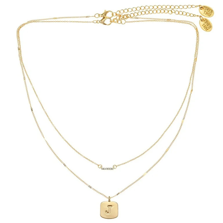 Time and Tru Women's Initial Letter "J" Necklace Set, 2-Piece - Walmart.com | Walmart (US)