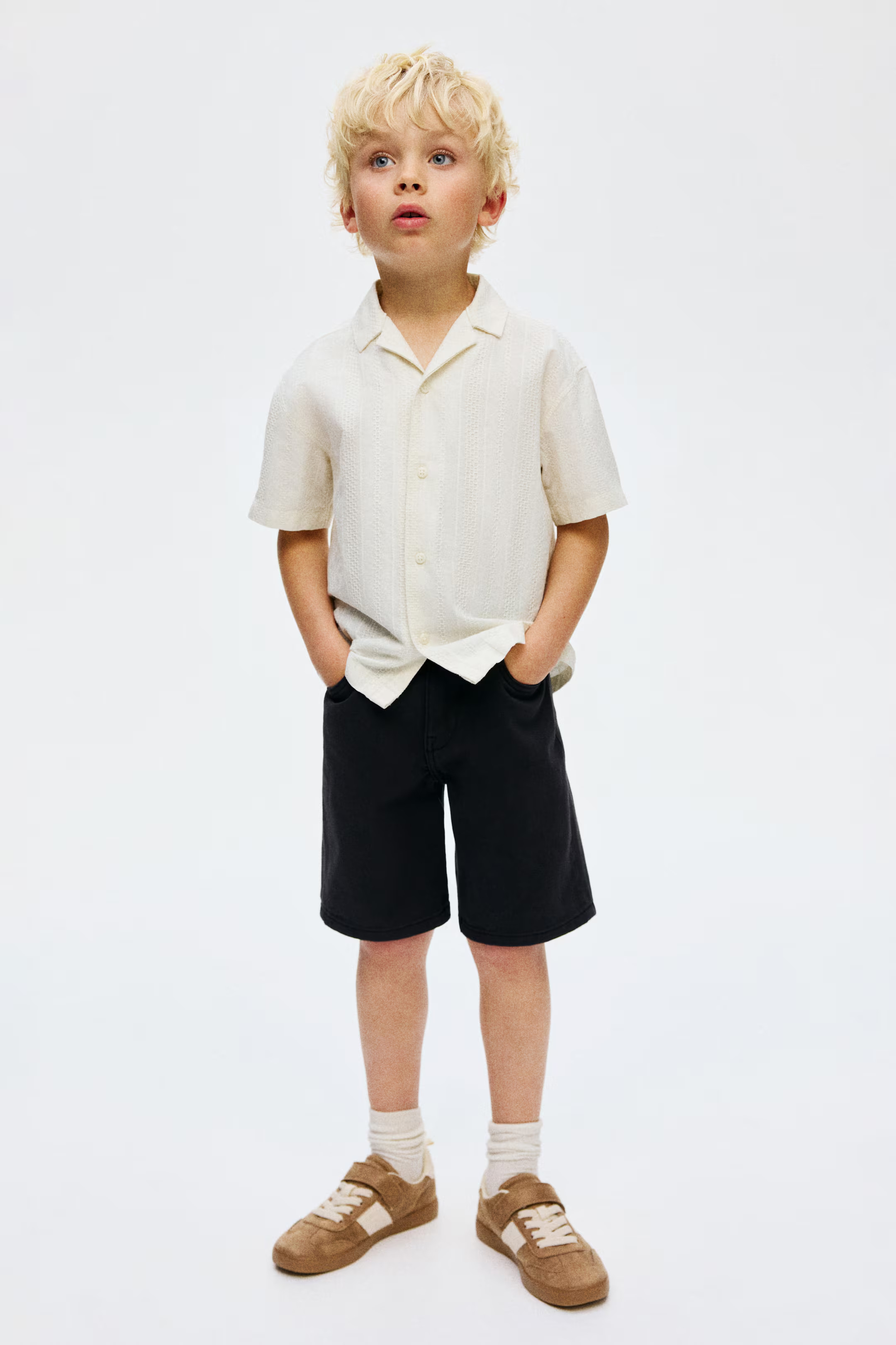 Textured Cotton Resort Shirt - Cream - Kids | H&M US | H&M (US + CA)