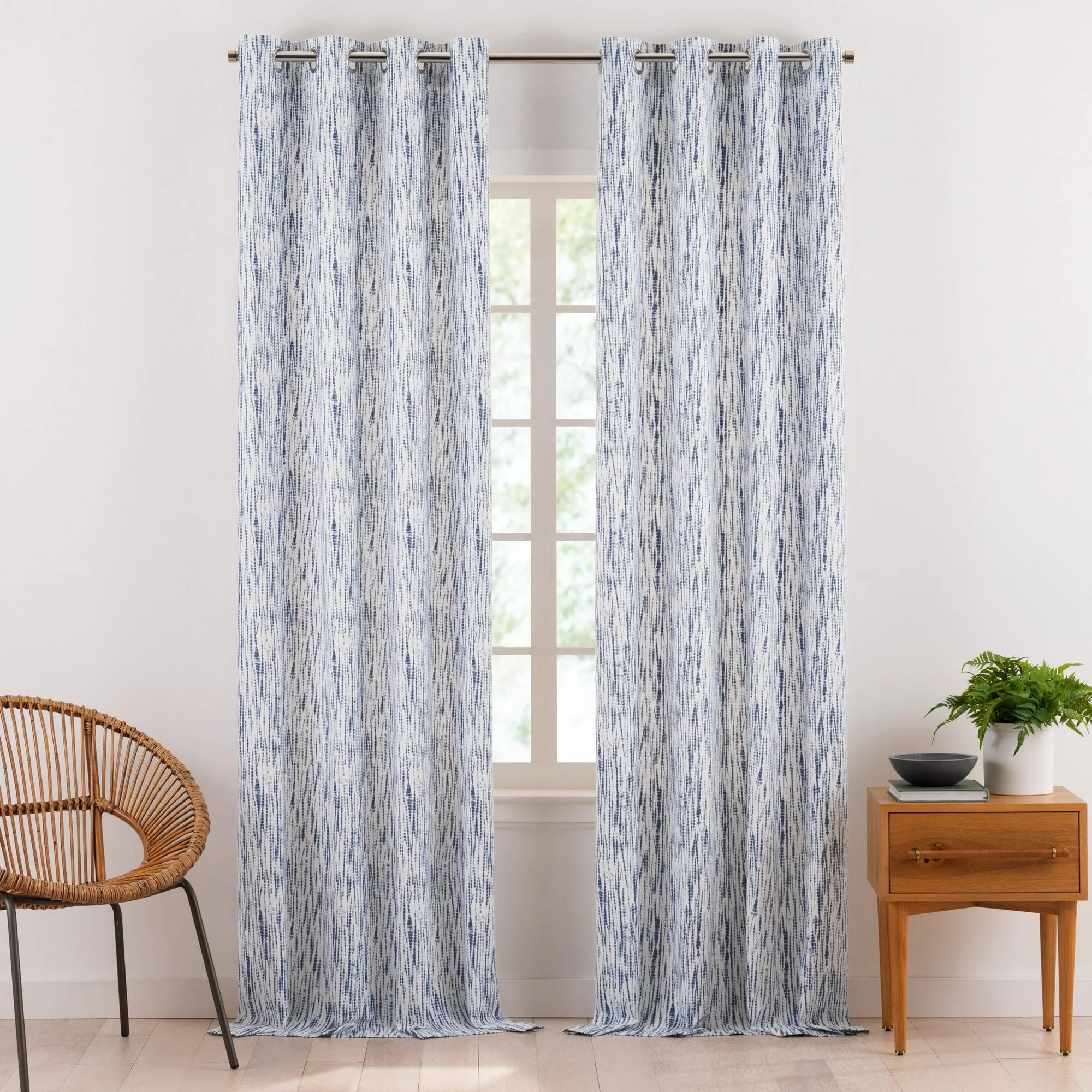 Gap Home Shibori Tie Dye Organic Cotton Light Filtering Window Curtain Pair Blue 84 | Walmart (US)