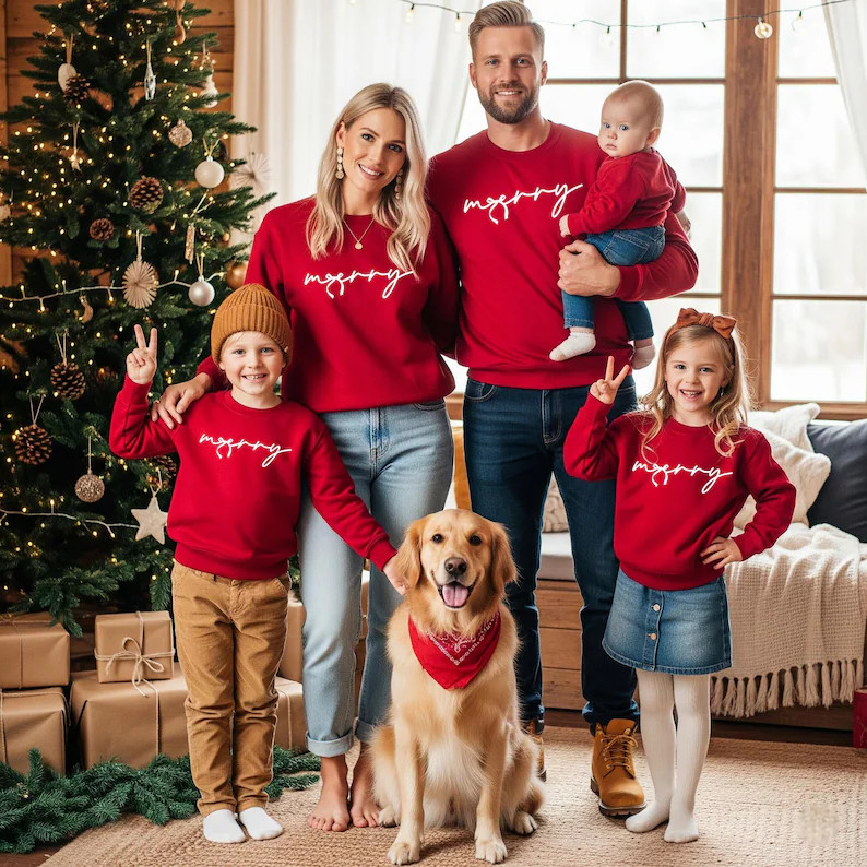 Merry Christmas Ribbon - Kids Youth Toddler Adult Sweatshirt Baby Bubble Fleece Romper Bodysuit |... | Etsy (US)