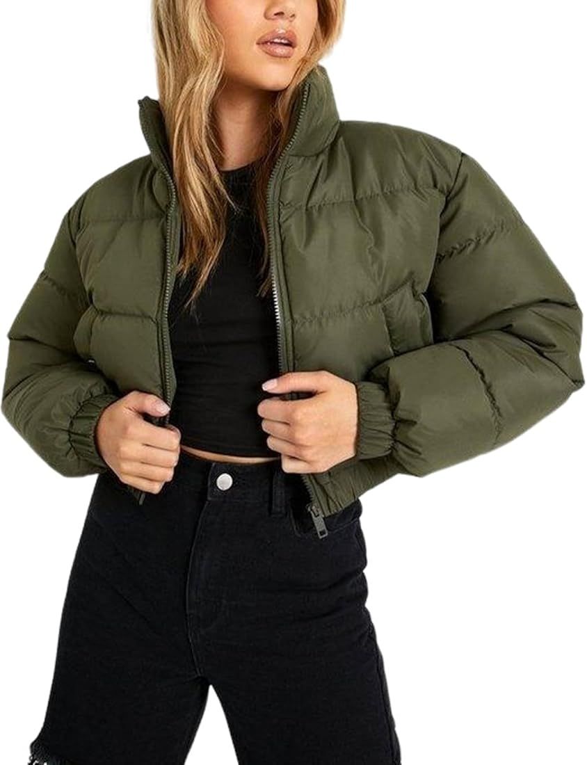 Gihuo Women' s Cropped Quilted Puffer Jacket Outerwear Coats | Amazon (US)