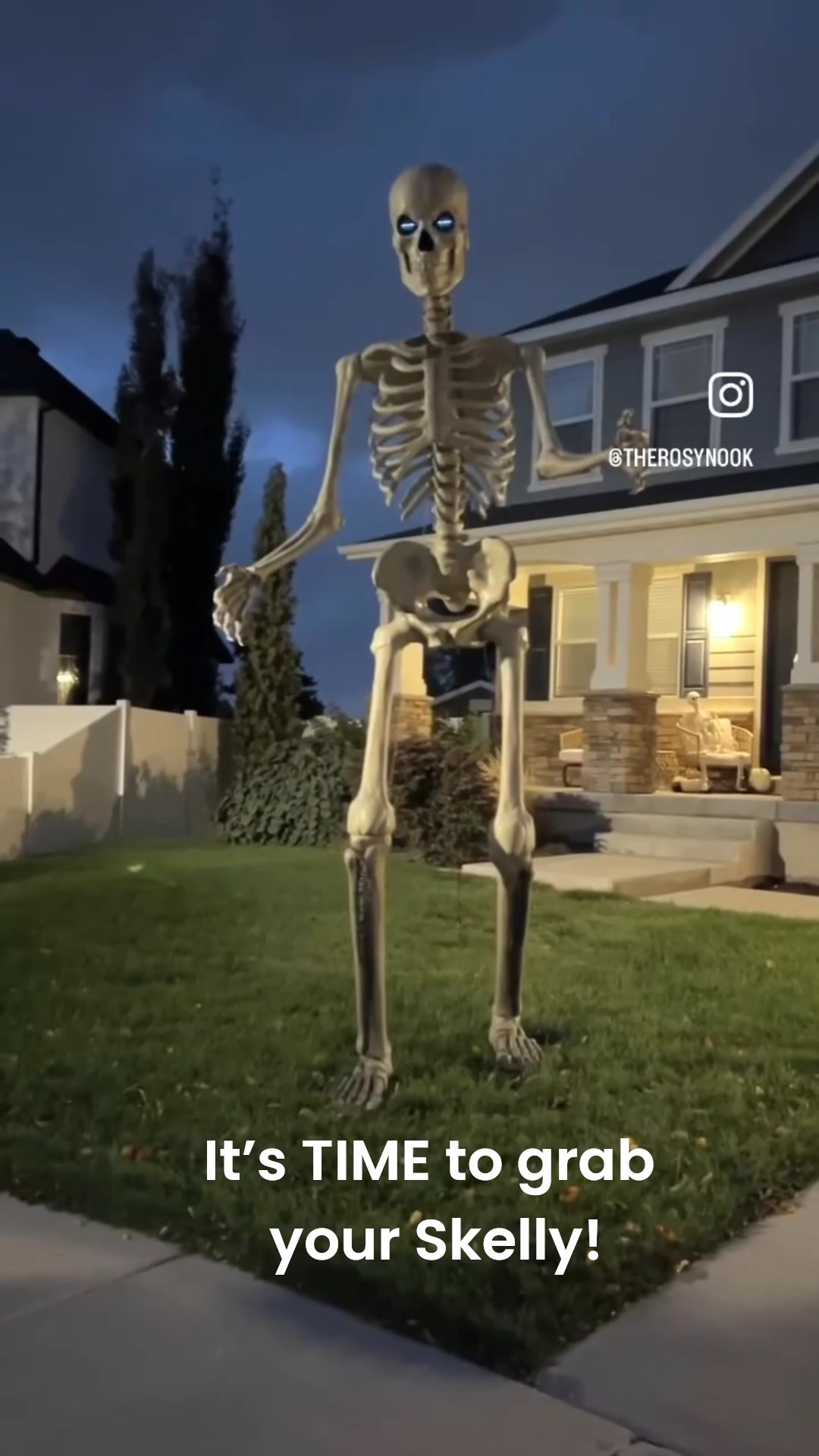 We finally got our hands on the Home Depot 12 foot Skeleton last year and we had the best season with Bob! We can’t wait to get him out again! His eyes operate with a fun remote control and your neighbors will love him or her!! We grabbed ours last August and it arrived late September! They always have a limited supply - grab your Giant Skeleton today! We might need to add a skeleton dog this year!!