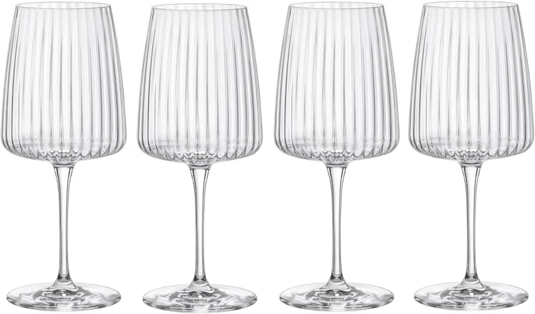 Bormioli Rocco Exclusiva Merlot Glasses, Set of 4-18 Oz. Ribbed Long Stem Star Glass Goblets with XLT Reinforced Stems - Italian-Made Red Wine Drinkware - Dishwasher Safe Crystal Glasses | Amazon (US)