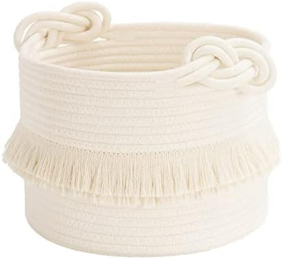  Small Woven Storage Baskets Cotton Rope Decorative (OFF-White) | Amazon (US)