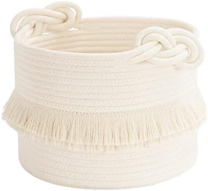 CherryNow Small Woven Storage Baskets Cotton Rope Decorative Hamper for Diaper, Blankets, Magazine a | Amazon (US)