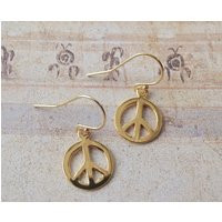 Sale Peace Charm Earrings Gift For Her 14K Gold Filled Handmade Women's Jewelry 24K Vermeil Wulfgirl Etsy | Etsy (US)