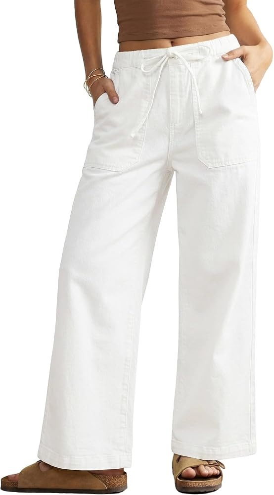 GRAPENT Wide Leg Jeans for Women Trendy High Waisted Drawstring Tie Elastic Waist Stretchy Denim ... | Amazon (US)