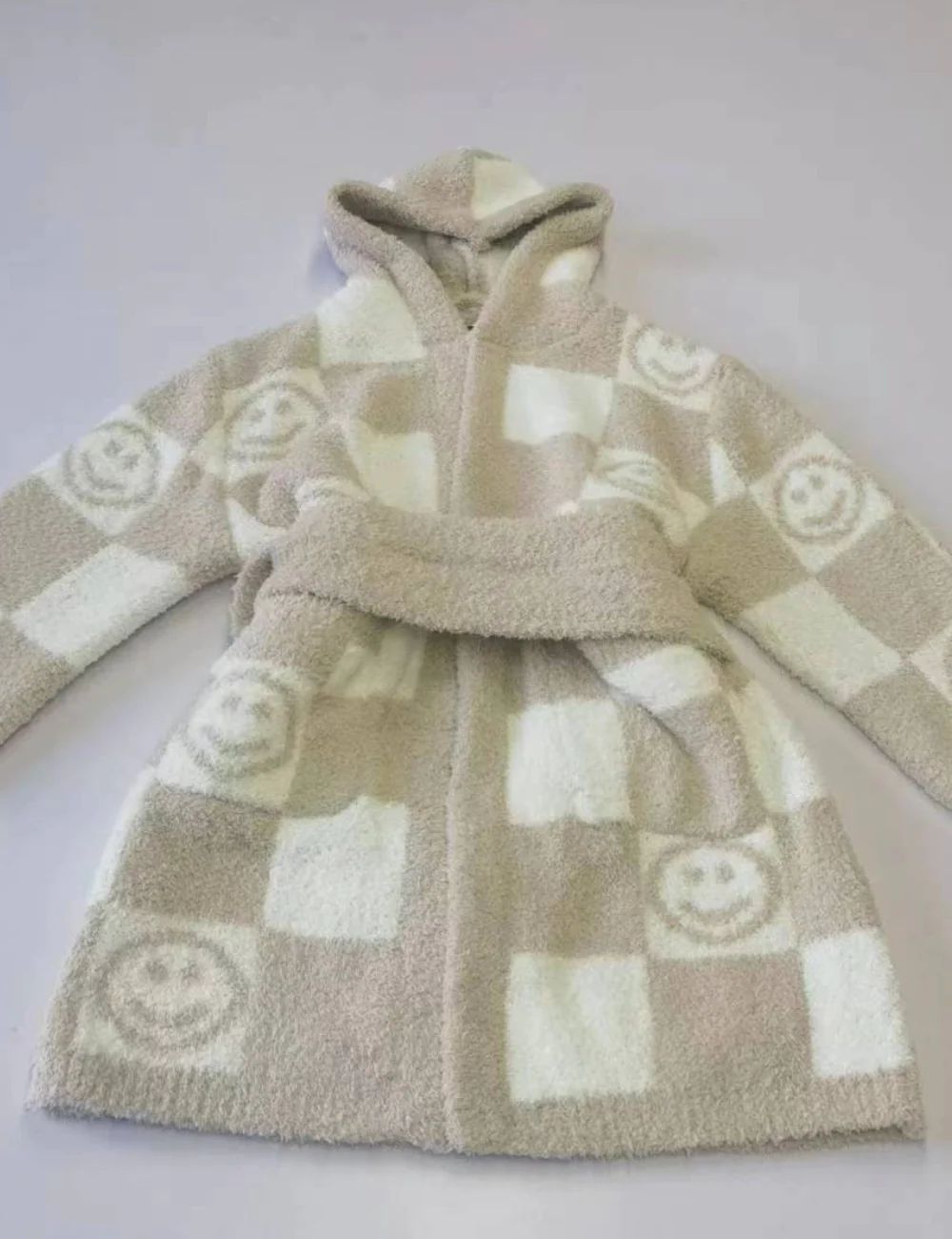 TSC x Tia Booth: Checkered Smiley Children's Robe | The Styled Collection