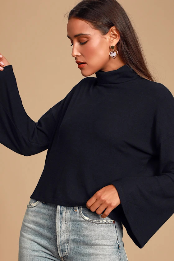 Always Optimistic Black Knit Turtleneck Sweater Top | Lulus (US)