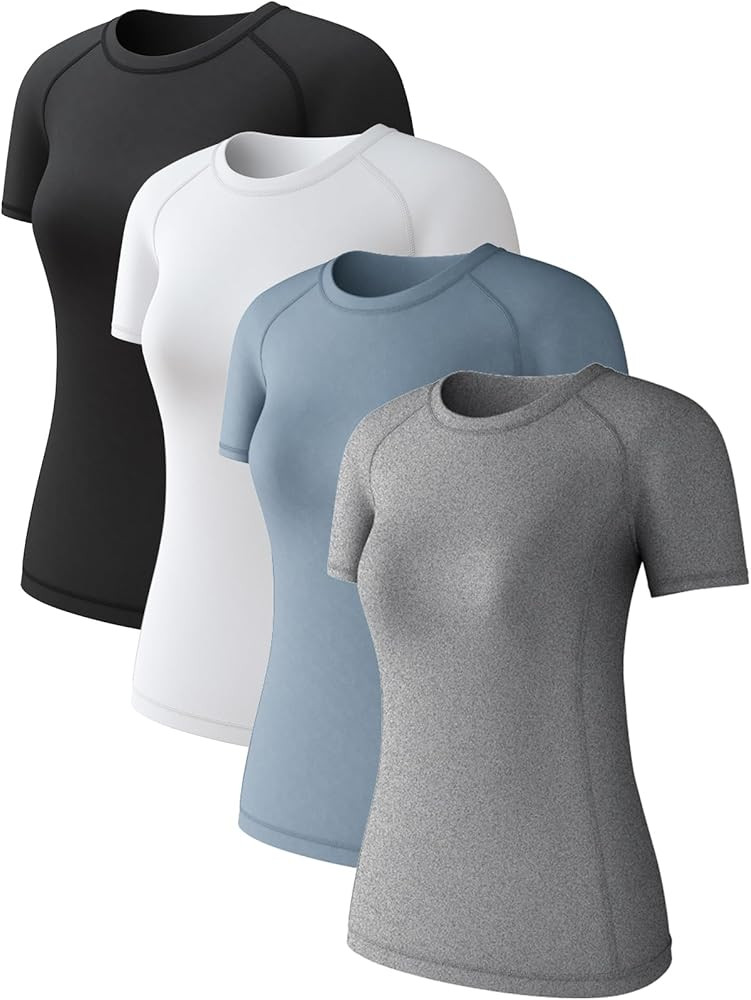 4 Pack Women's Long Sleeve Compression Shirts, Dry Fit Workout Athletic Sun Protection Cooling To... | Amazon (US)