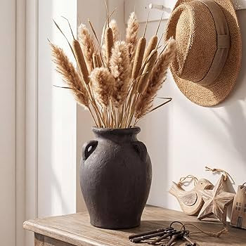 Rustic Ceramic Distressed Vase, 9.5"H Handmade Terracotta Vases with 3 Ear Handles, Decorative Fl... | Amazon (US)