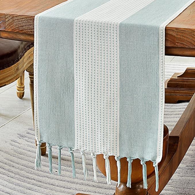 Wracra Linen Table Runner, Farmhouse Macrame Table Runners 90 Inches Long for Dining Table Decor,... | Amazon (US)