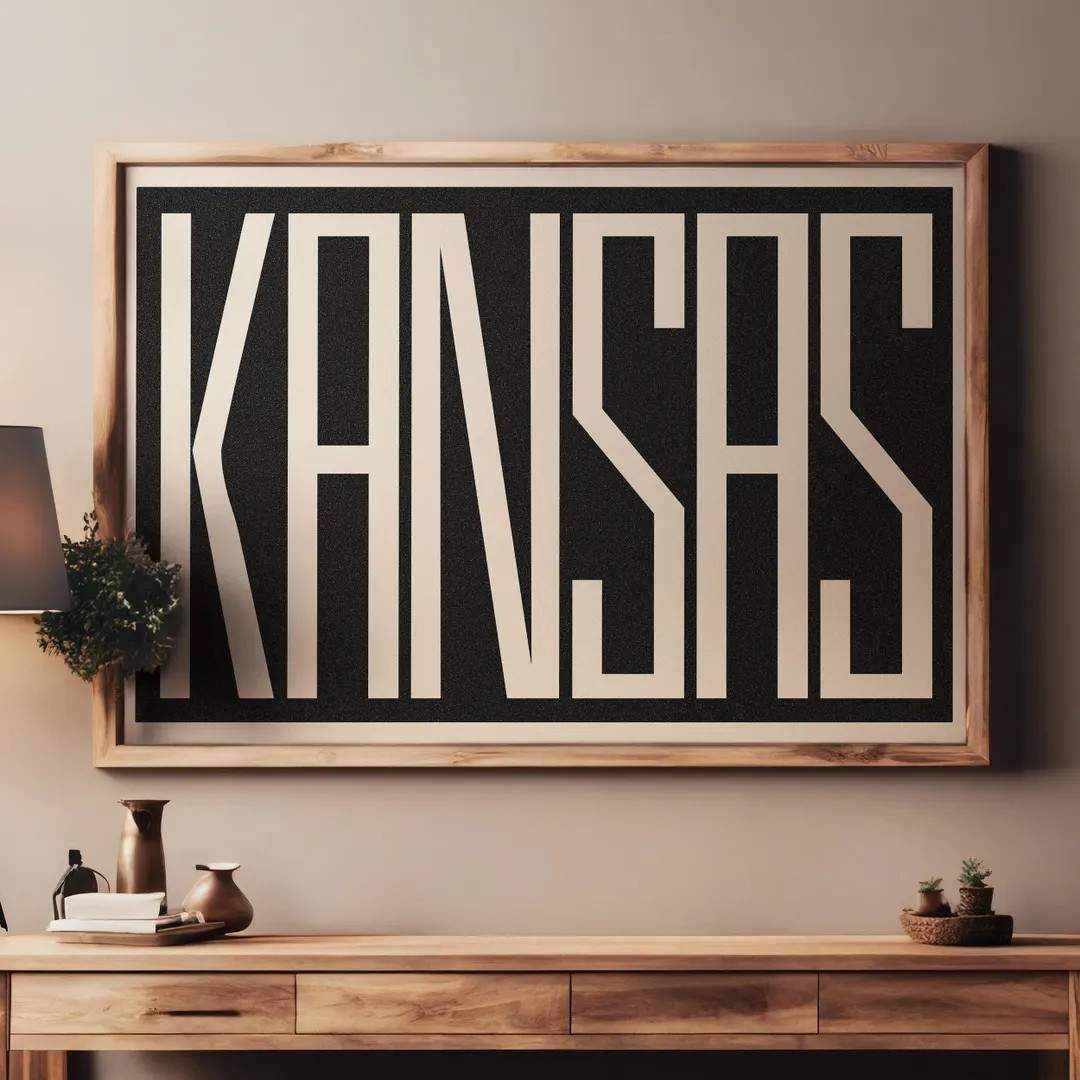 Kansas Poster Modern Typography Art Print Bold Graphic Wall Art Midwest Kansas State Pride Decor ... | Etsy (US)