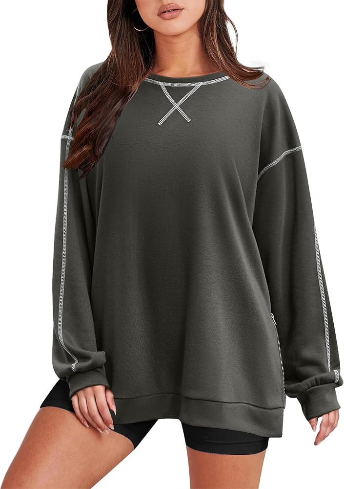 Zeagoo Women's Oversized Sweatshirts Long Sleeve Crewneck Pullover Tops 2024 Fall Winter Trendy S... | Amazon (US)