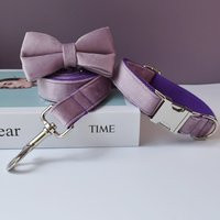 Violet Velvet Dog Collar & Leash Set Personalized Bow Tie, Handmade | Etsy (US)