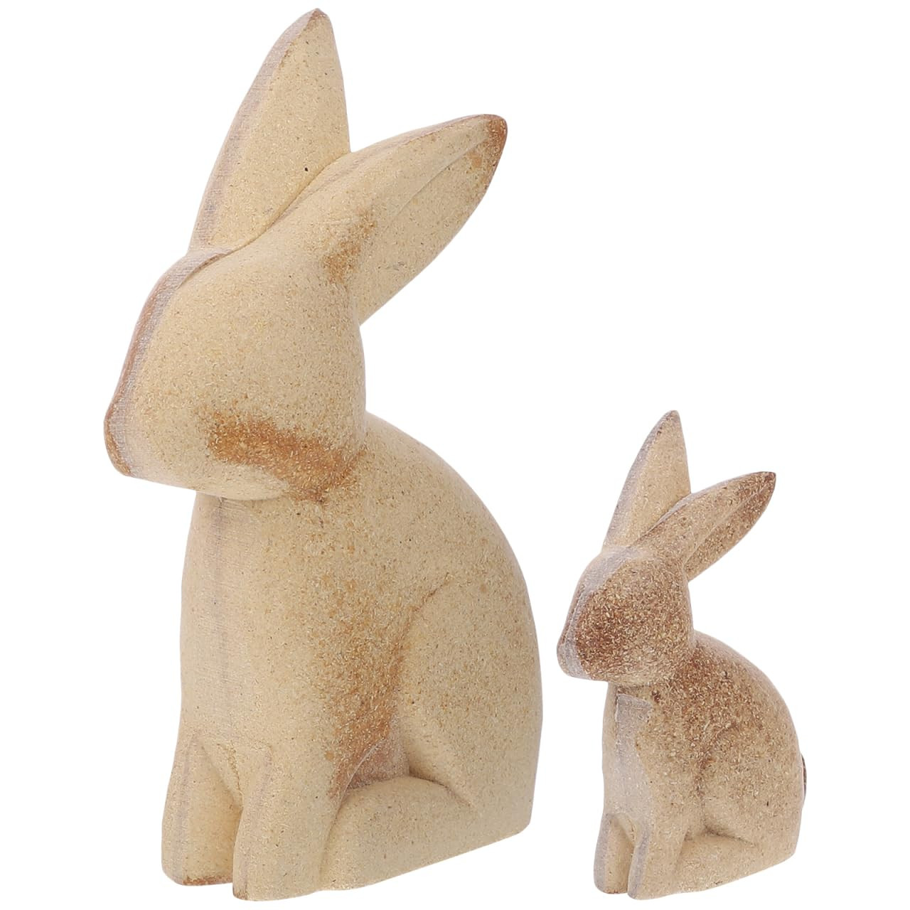ULTNICE 2pcs 3D Unfinished Wood Bunny, 7x5.1in Compact Easter Rabbit Sculpture, Paintable Blank M... | Amazon (US)