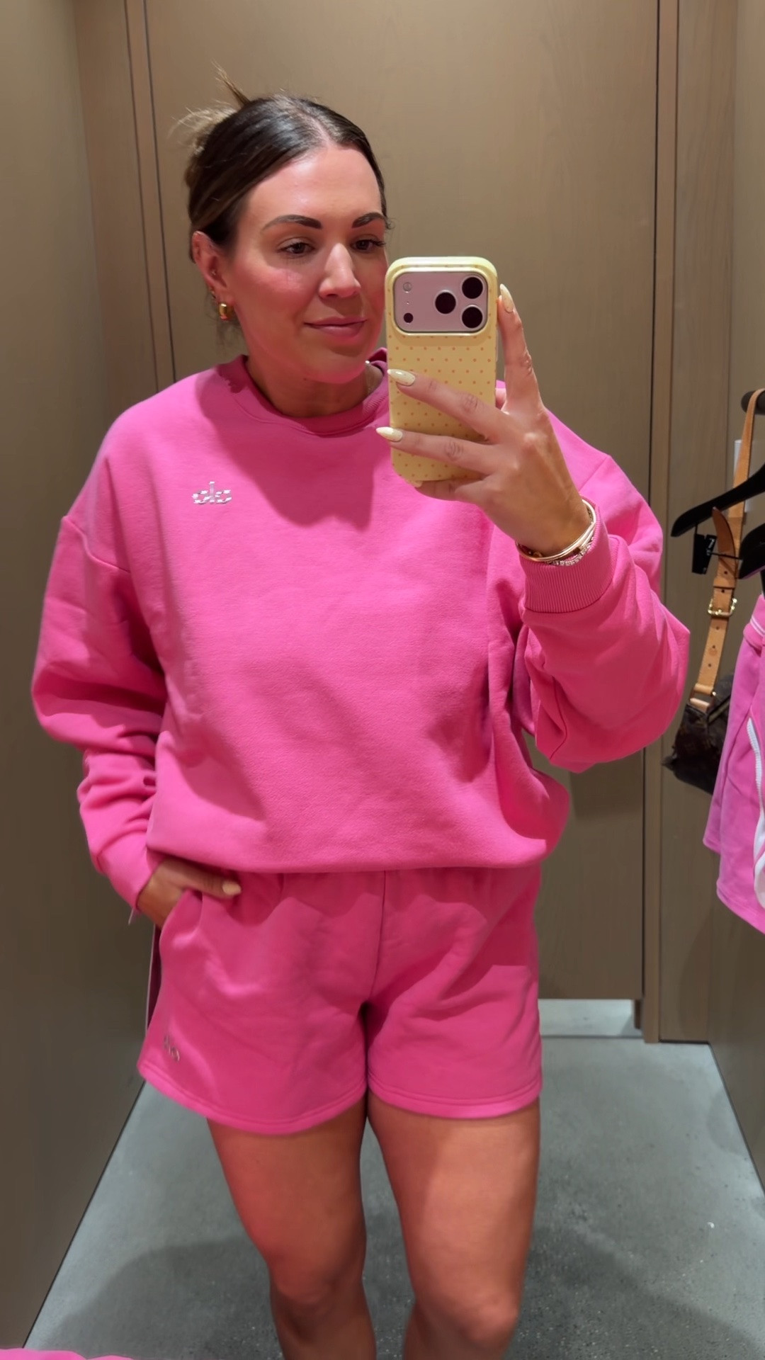 curvy midsize Alo Paradise Pink look! wearing size large in tank (will wear with bra) and size medium in shorts and pullover (runs big!)

#LTKMidsize #LTKSeasonal #LTKActive