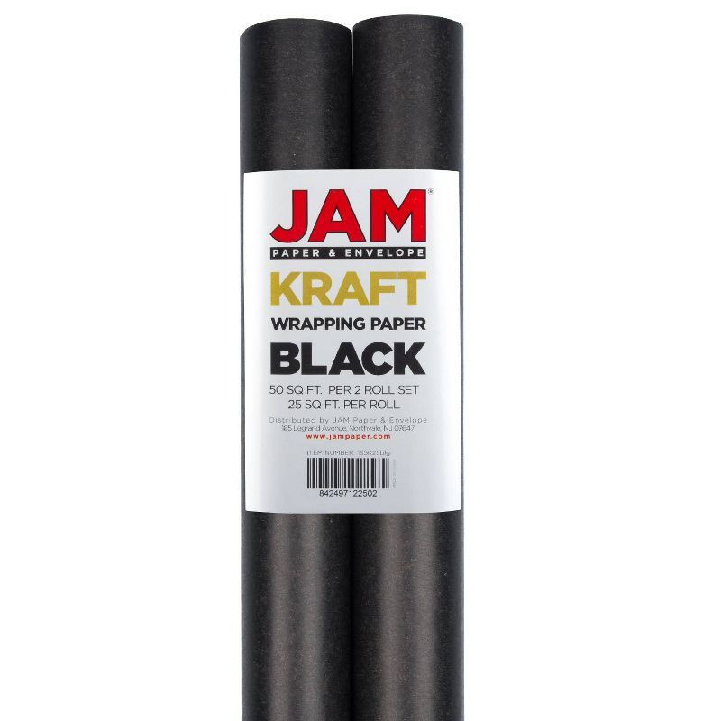 JAM PAPER Black Kraft Gift Wrapping Paper Roll - 2 packs of 25 Sq. Ft. | Target