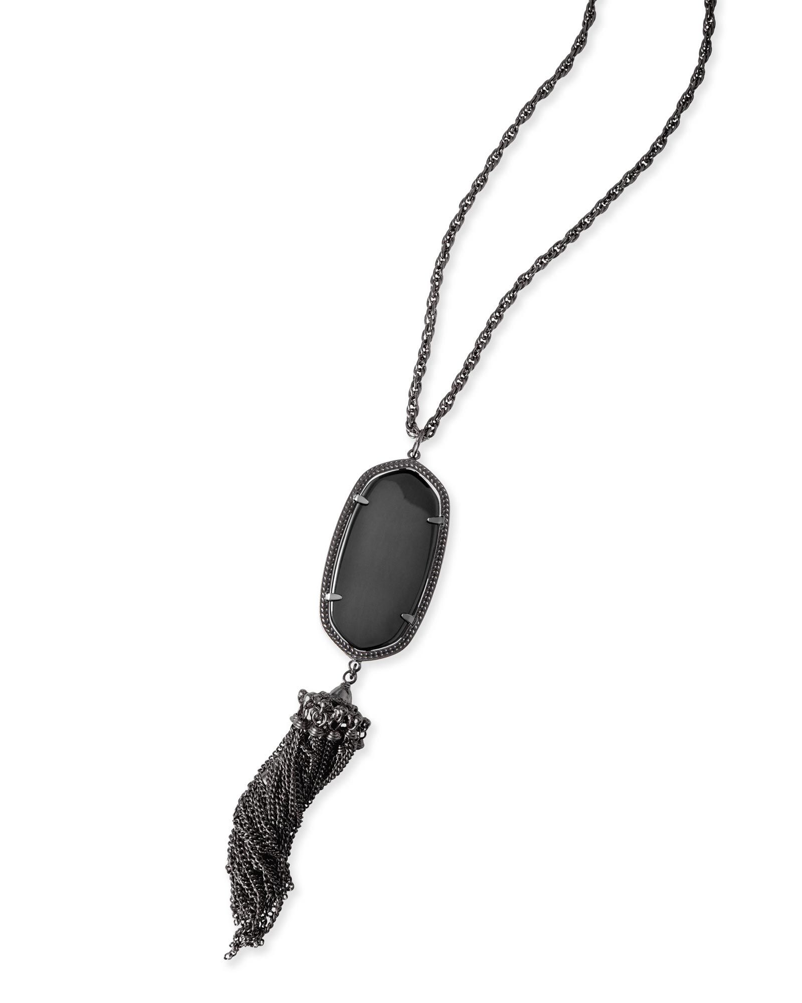 Rayne Gunmetal Necklace in Black | Kendra Scott