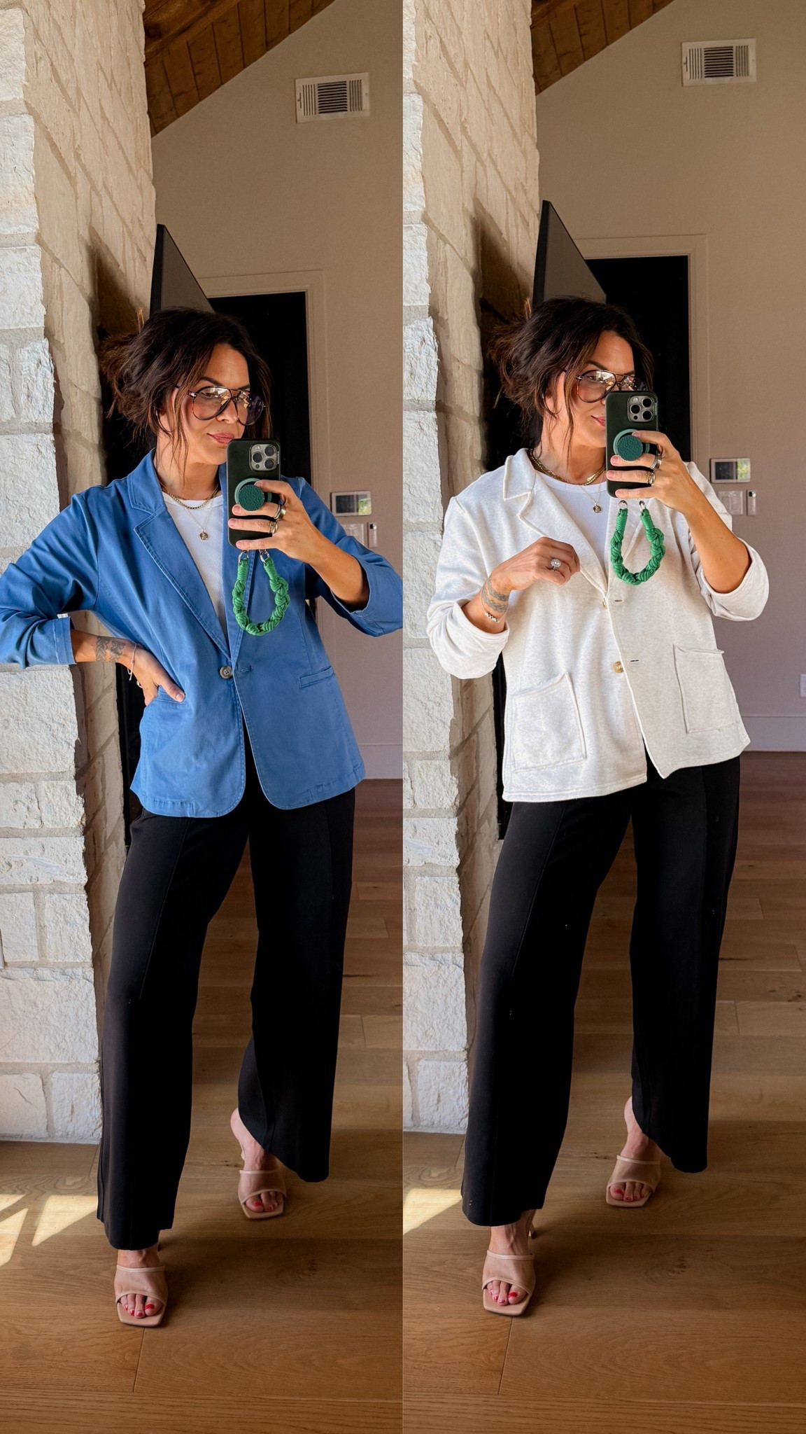 Classic blazer + trousers outfit. 
Love these clear glasses for the office! And I linked my favorite comfy heels too!


#LTKMidsize #LTKOver40 #LTKWorkwear