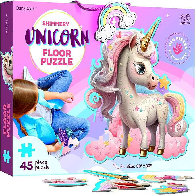 Dan&Darci Jumbo Shimmery 45-Piece Unicorn Floor Puzzle for Kids Ages 3-6 Years Old- Large Toddler... | Amazon (US)