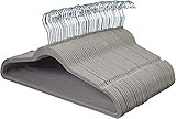 AmazonBasics Slim, Velvet, Non-Slip Clothes Suit Hangers, Grey/Silver - Pack of 50 | Amazon (US)