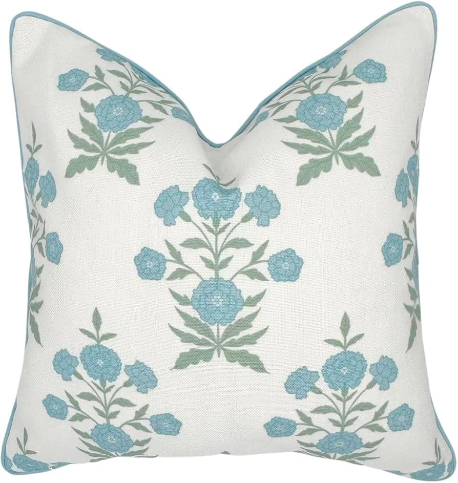 Jillien Harbor Amelia 20" x 20" Floral Throw Pillow Cover Blockprint 50 cm x 50 cm Grandmillennia... | Amazon (US)