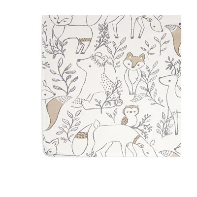 Ezra Woodland Animals Fitted Crib Sheet, 100% Cotton, Brown and White, Soft and Durable | Birch Lane