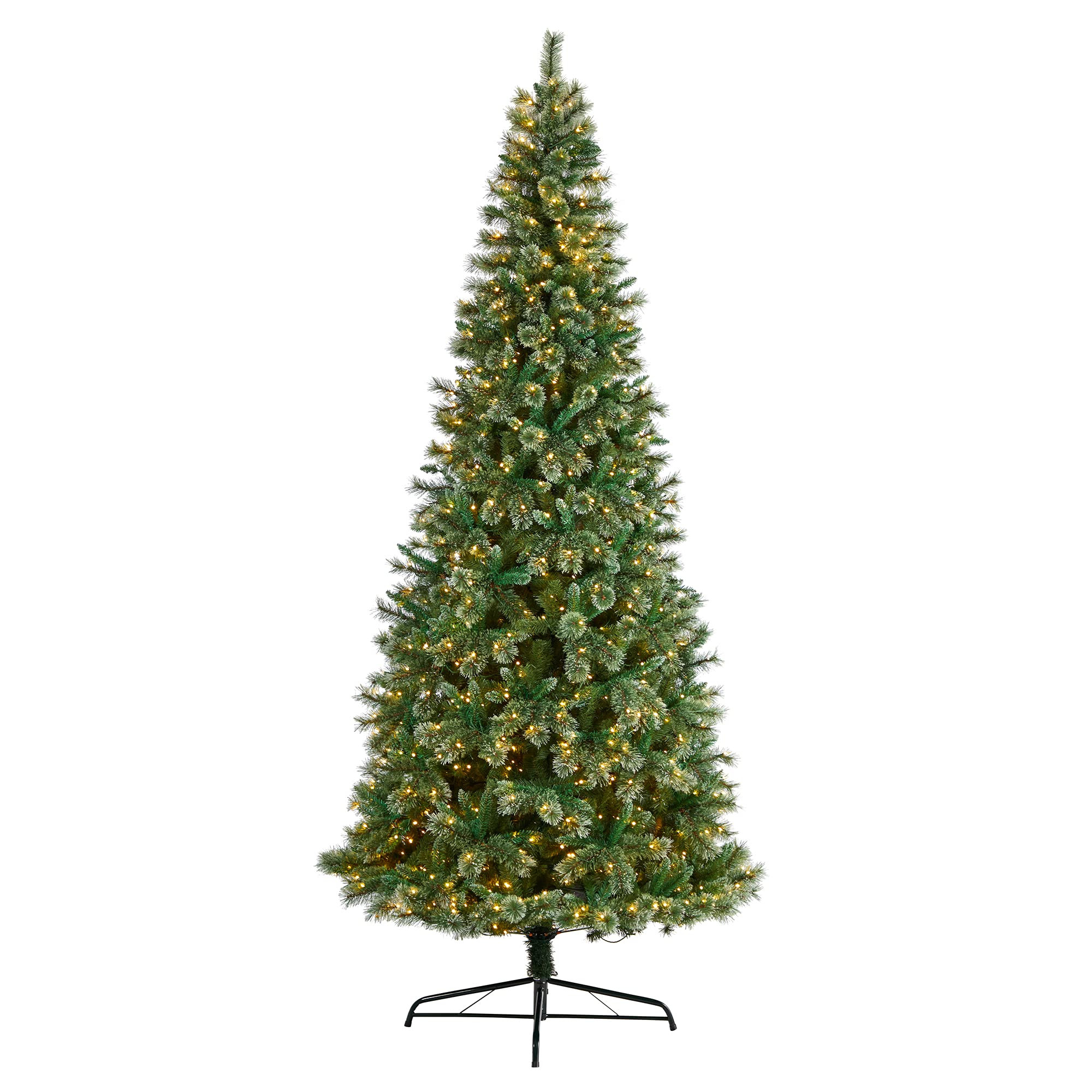 Nearly Natural 10ft. Wisconsin Slim Snow Tip Pine Artificial Christmas Tree with 1050 Clear LED L... | Amazon (US)