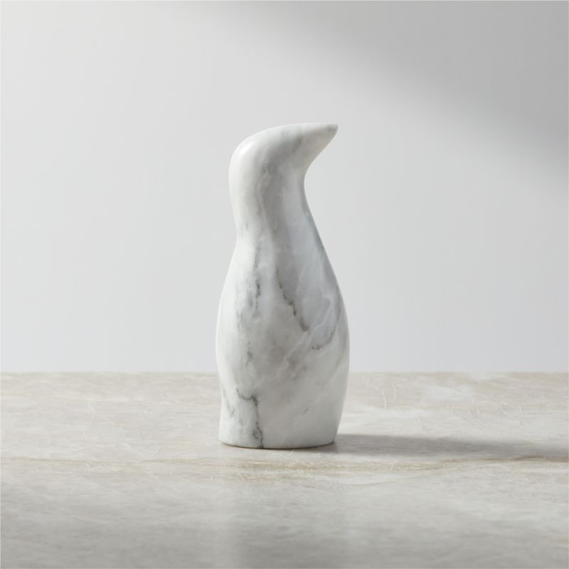 White Marble Small Penguin + Reviews | CB2 | CB2