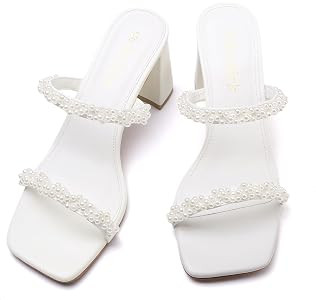 Avidirk Women's Square Open Toe Heeled Sandals Two Strap Mules Slip On Block Chunky Mid Heels San... | Amazon (US)