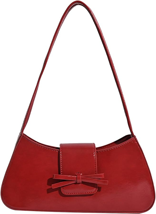 Shoulder Bag for Women, Hobo Handbags Trendy Y2K Purses Patent Leather Clutch Bag Cute Bow Purse | Amazon (US)