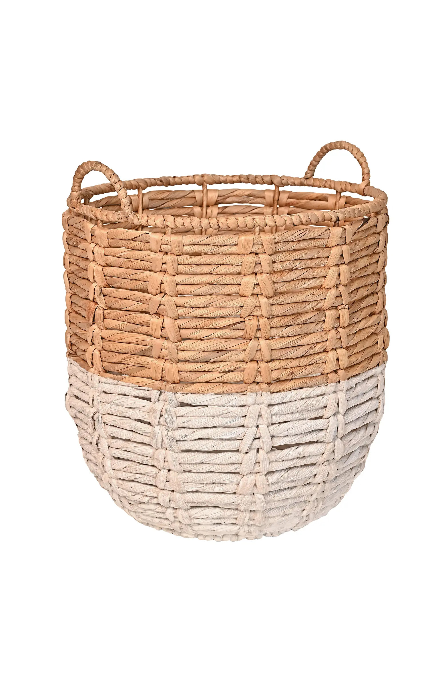 Laurel 19.49" Bohemian Handwoven Abaca Hamper Basket with Handles | Nordstrom