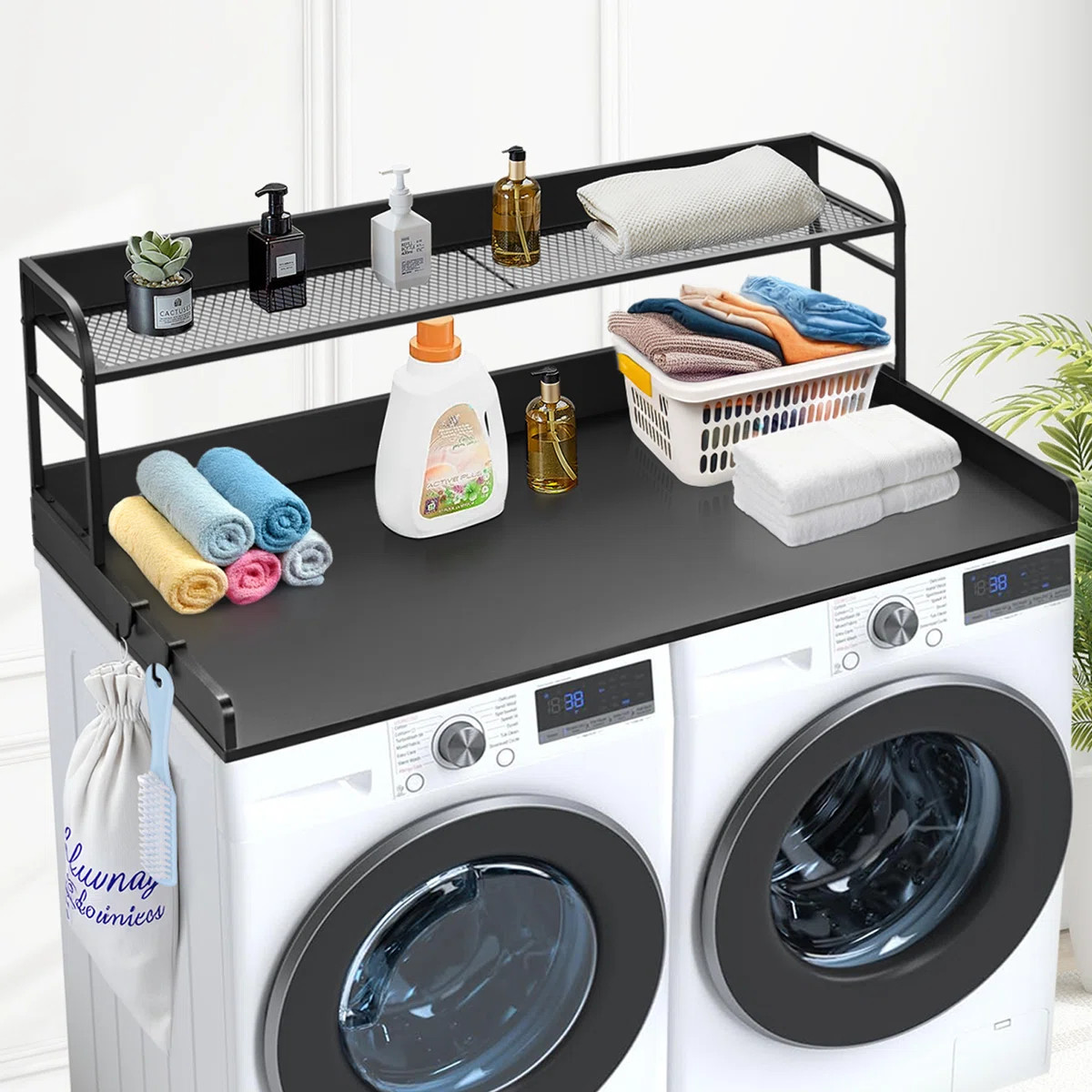 Washer Dryer Countertop with Shelf 54"x27" Wooden Washer Dryer Cover | Wayfair North America