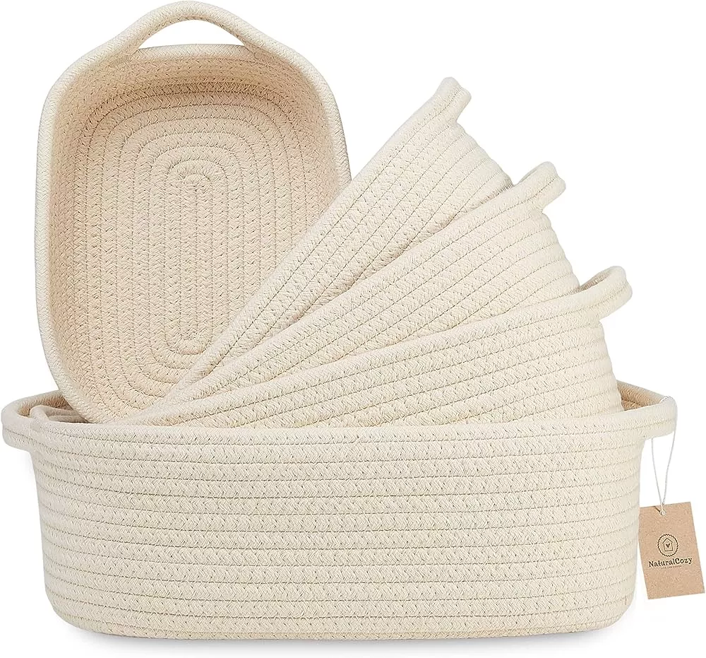 ABenkle Rope Basket, Small Storage Basket, Gift Basket, Rectangle