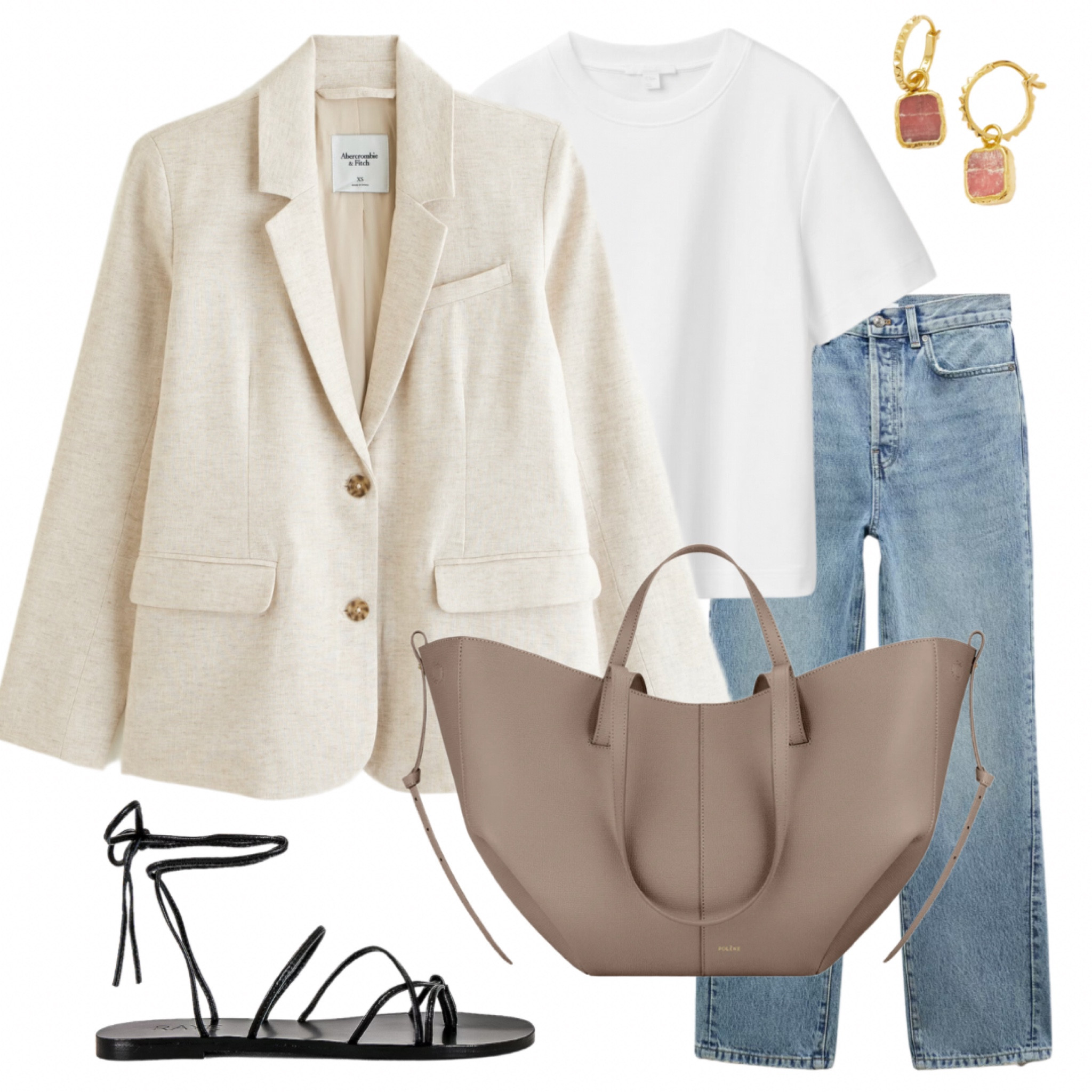 Linen blazer, tote bag, neutral blazer, sandals, summer sandals, white t-shirt, jeans styling, denim look
Bag is Polene

#LTKshoecrush #LTKSeasonal #LTKstyletip