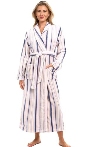 Alexander Del Rossa Womens Robes Long Plush, Robes for Women Bathrobe, Plus Size Robe Striped Lavender (A0117ABPSM) | Amazon (US)
