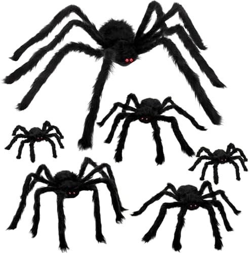 Colovis 6 Pcs Halloween Spider Decorations, Realistic Large Scary Spider Decoration for Home Gian... | Amazon (US)