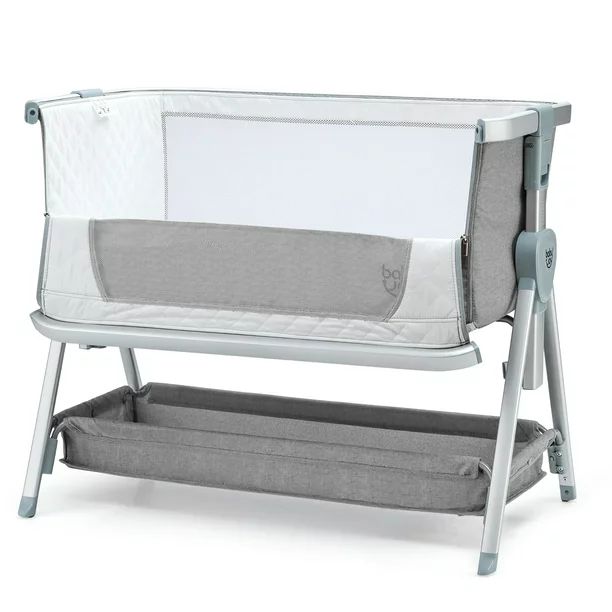 Babyjoy Baby Bed Side Crib Portable Adjustable Infant Travel Sleeper Bassinet Light Grey | Walmart (US)