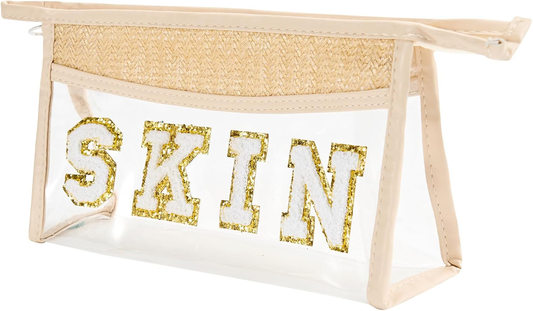 Burskit Clear Makeup bag SKIN Sunscreen Bags Letter Patch Pouch, Travel Boho Makeup organizer for... | Amazon (US)