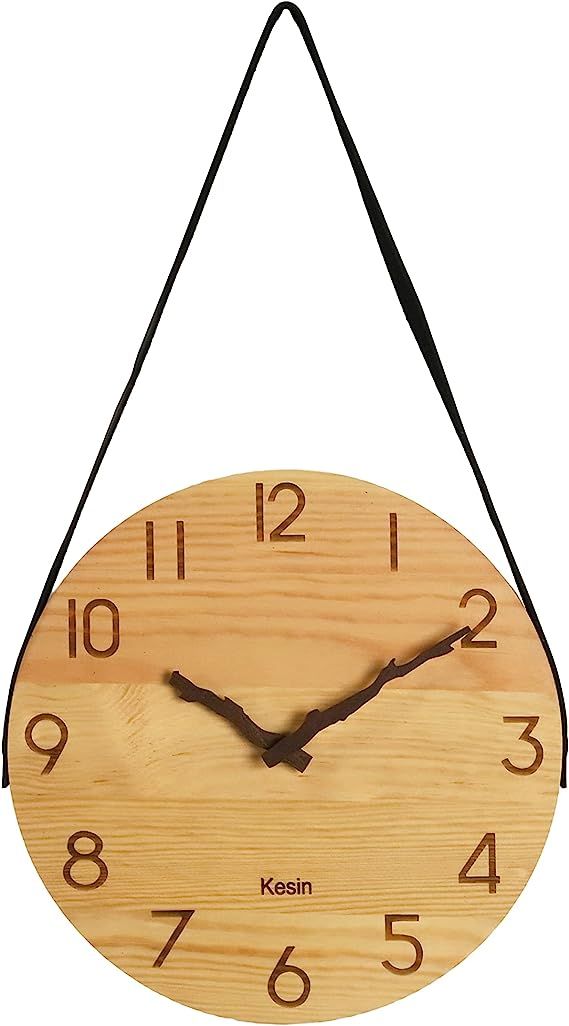 Kesin Wooden Wall Clocks 10 inch Silent Wall Clock Battery Operated Hand Made Round Farmhouse Clo... | Amazon (US)