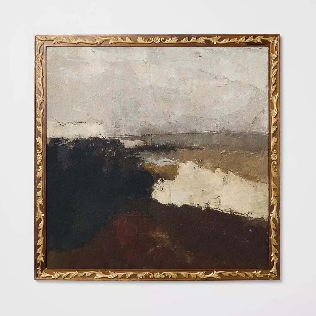 Moody Abstract Landscape Print, Dark Neutral Oil Painting Poster, Vintage Grey Brown Colour Block... | Etsy (US)