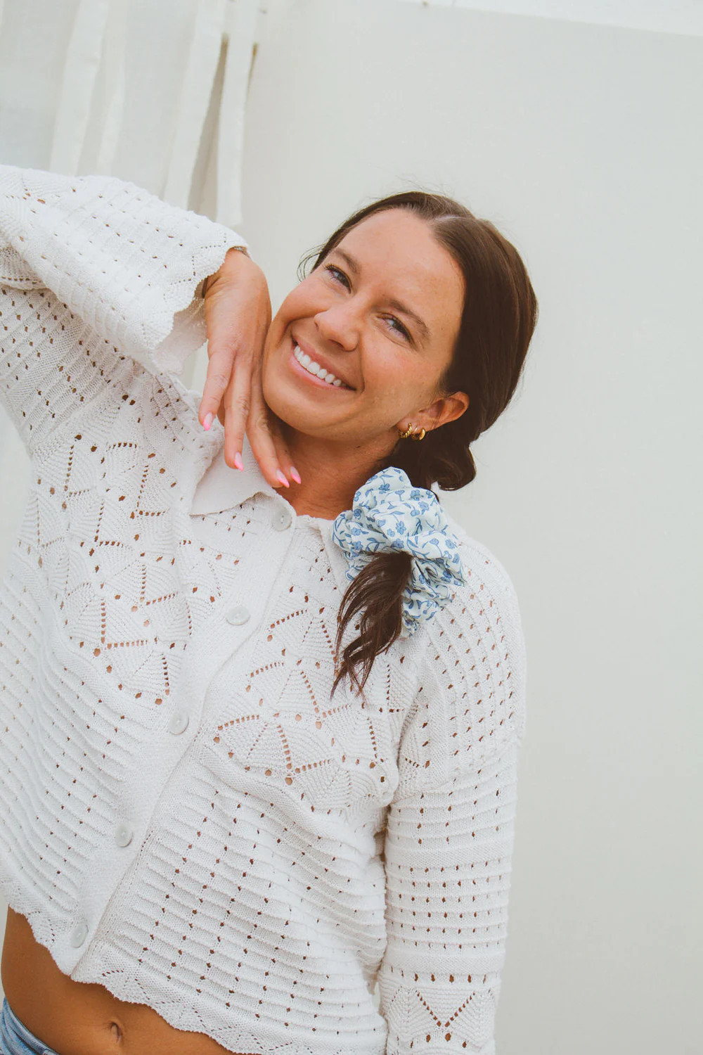 Blue Floral Jumbo Scrunchie | Shop Andi