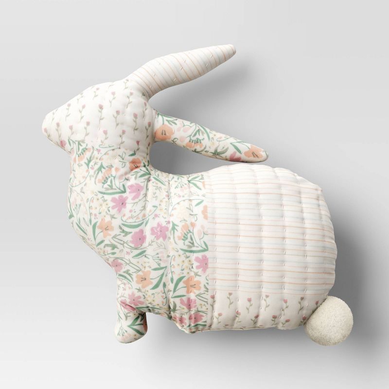 Patchwork Bunny Shaped Easter Throw Pillow with Quilting Ivory - Threshold™ | Target