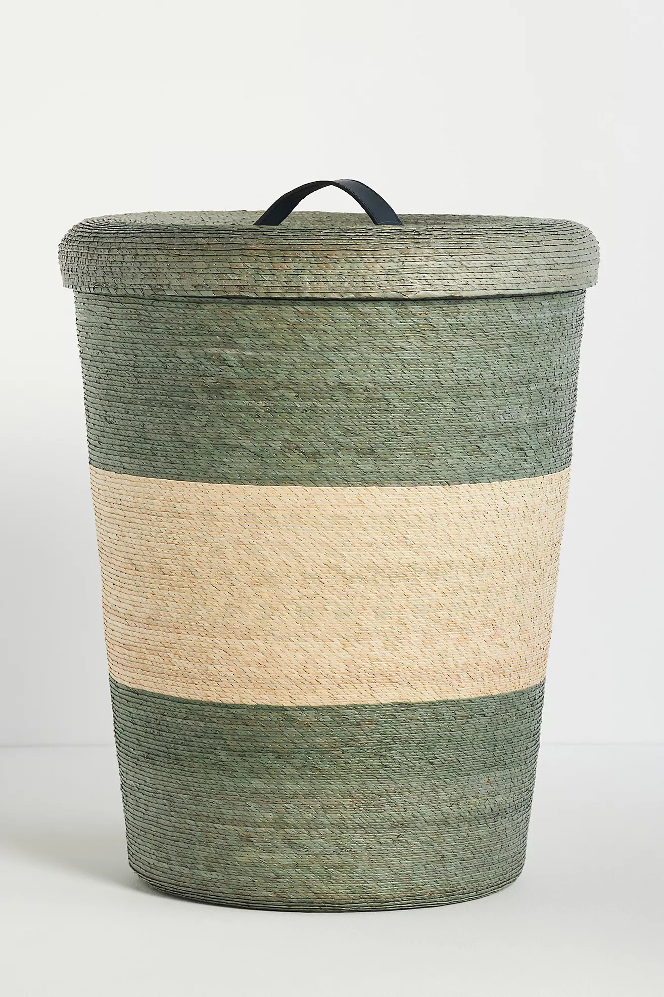 Dakota Woven Palm & Leather Hamper | Anthropologie (US)