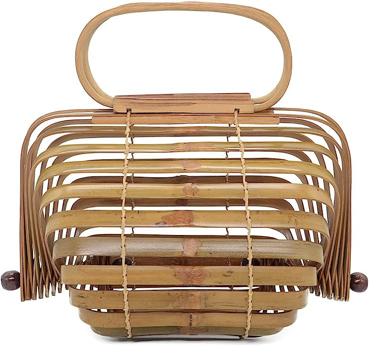 Miuco Women Bamboo Bag Handmade Basket Nest Large Bag Hollow Tote Lantern Beach Bag | Amazon (US)