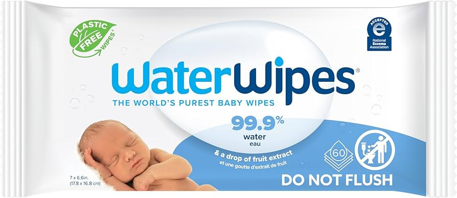 WaterWipes Plastic-Free Original 99.9% Water Based Wipes, Unscented & Hypoallergenic for Sensitiv... | Amazon (US)