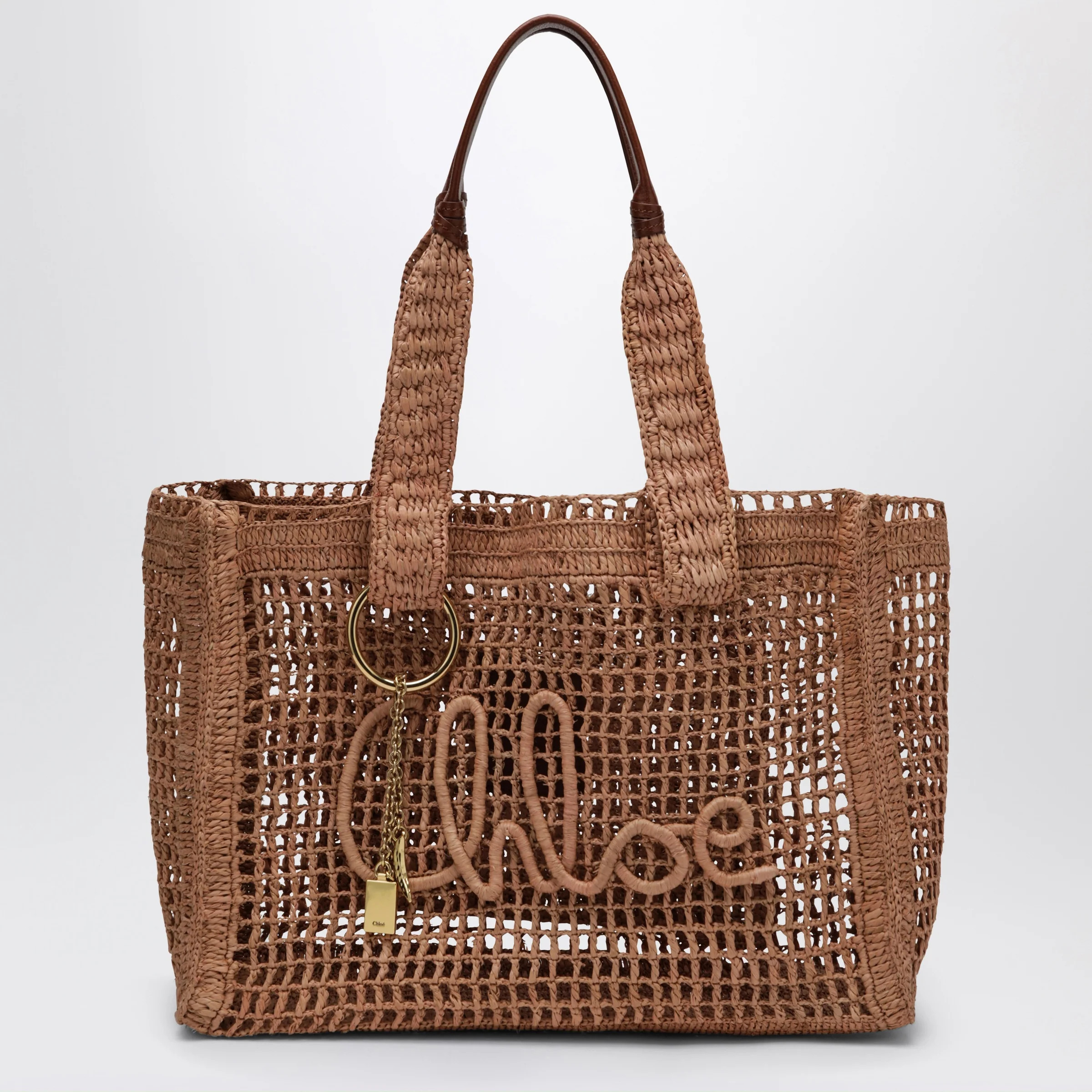 East-West Summer Banana Tote Bag Summery Beige in Raffia | The Double F